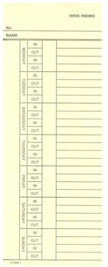 200 Time Cards, Bi-Weekly, 2-Sided, 3-3/8 inch x 9 inch, for Amano, Acroprint, Compumatic, Icon, Lathem, Simplex, and others