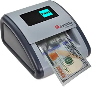 InstaCheck Detector automático de billetes falsos de huella pequeña, fácil de leer con sensores infrarrojos, magnéticos y ultravioleta, compacto, liviano (aprobación de DM)