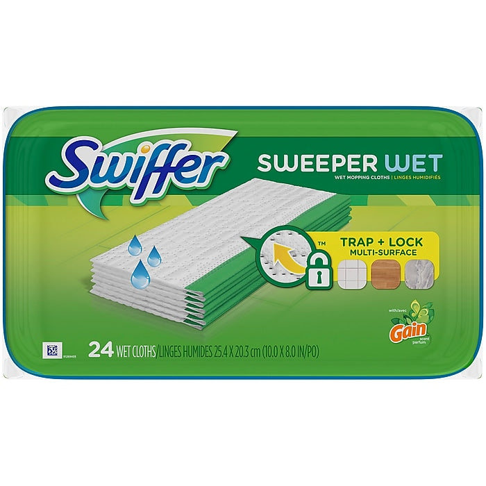 Swiffer Sweeper TRAP + LOCK Wet Refill Mop Pads con ganancia, 24/paquete (95532)