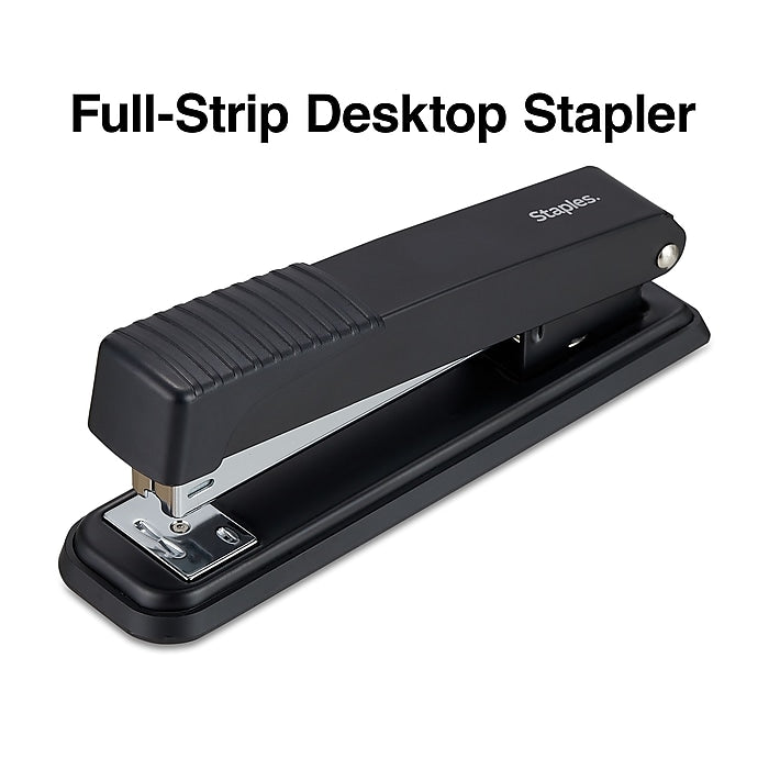 Grapadora de escritorio Staples, capacidad de tira completa, negra (24547-CC)