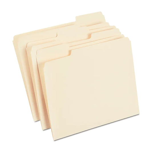 Carpeta archivadora con grapas, lengüeta de corte de 1/3, tamaño carta, Manila, 100/caja